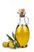 Olive oil bottle on white background.